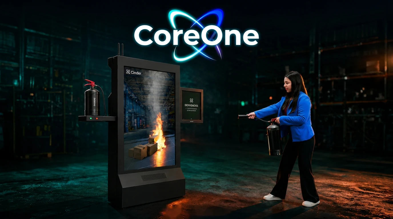 Simulador de realidad extendida CoreOne entrenando en una nave industrial